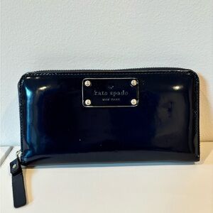 Kate Spade New York navy blue patent leather “large” wallet